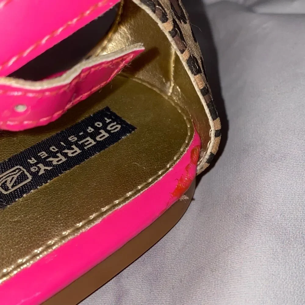 Sperry Little Girls' Leopard Summerlin T-Strap Sandals size 4